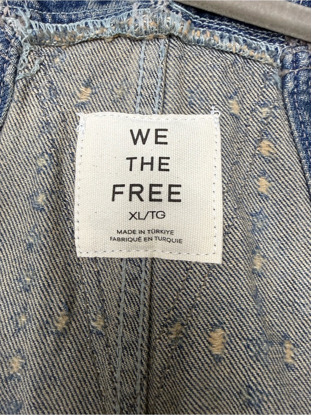 We The Free Free People Rambler Patchwork Overalls Follow Your Heart XL NWT - Picture 7 of 8